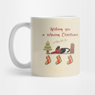 Merry Christmas - Black cats with Santa hat. Mug